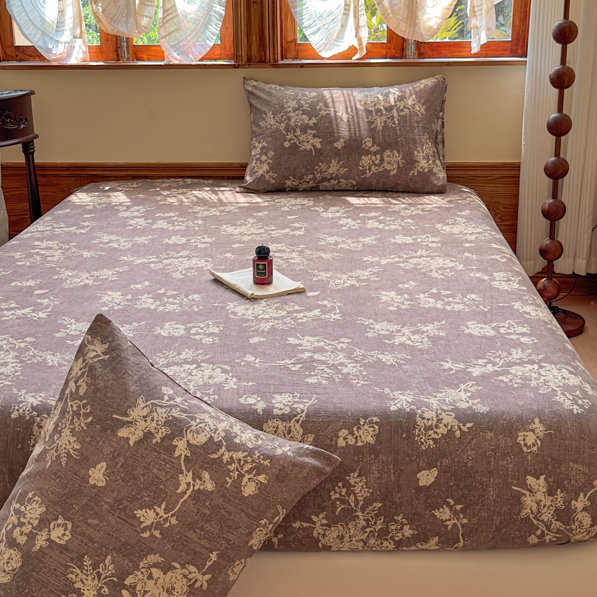 91家纺网 家纺一手货源 找家纺 温眠家纺 2025新款双层纱单件床笠床单 月华绣影