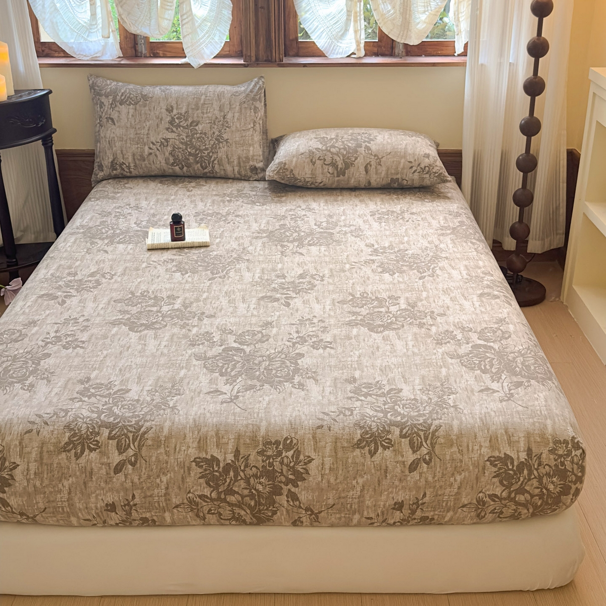 91家纺网 家纺一手货源 找家纺 温眠家纺 2025新款双层纱单件床笠床单 枯木生花