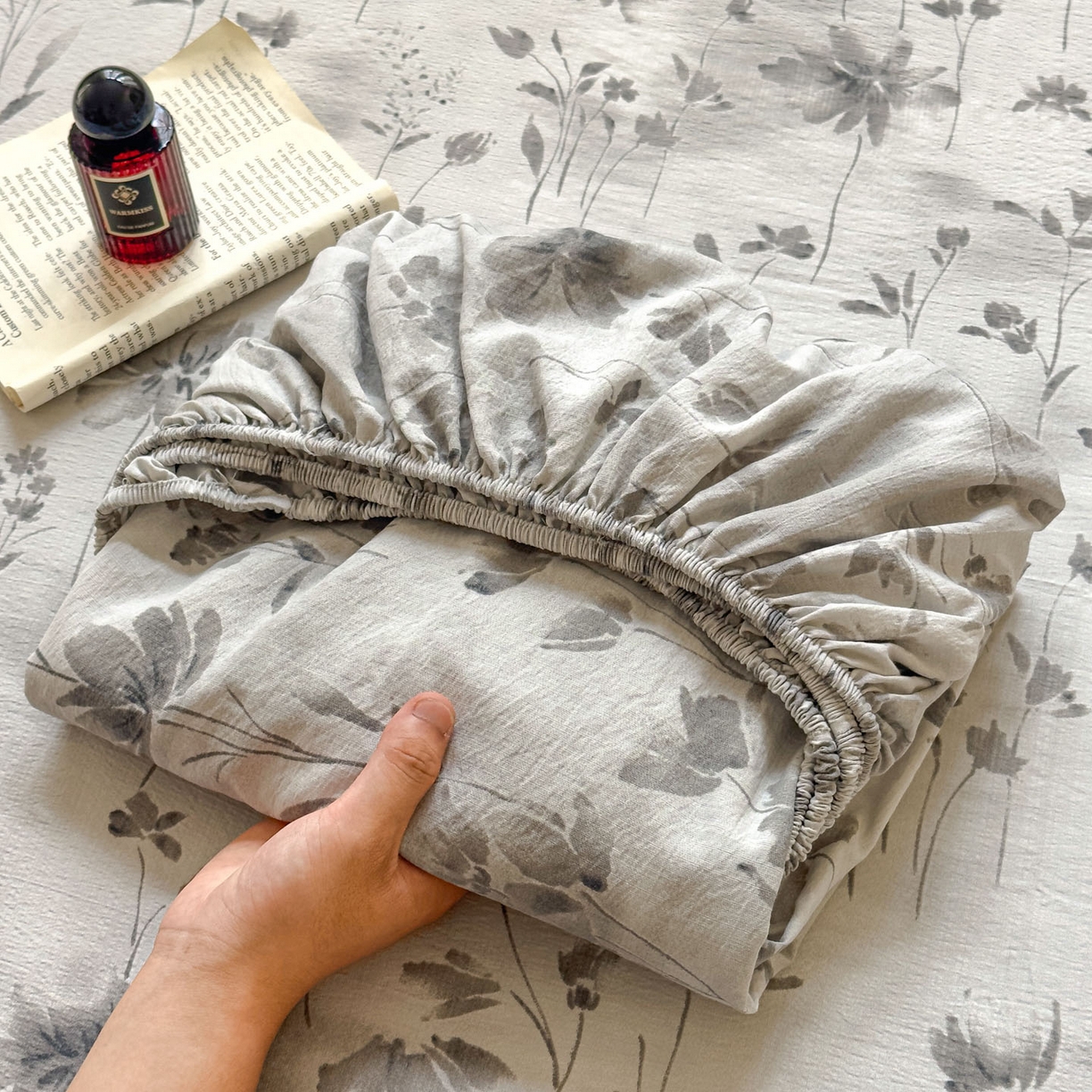 91家纺网 家纺一手货源 找家纺 温眠家纺 2025新款双层纱单件床笠床单 秘境烟雨