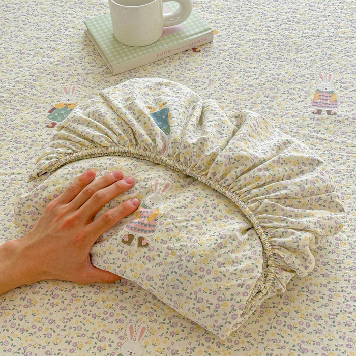 91家纺网 家纺一手货源 找家纺 （总）温眠家纺 2025新款高克重云感双层纱床笠三件套学生床二件套床笠单品