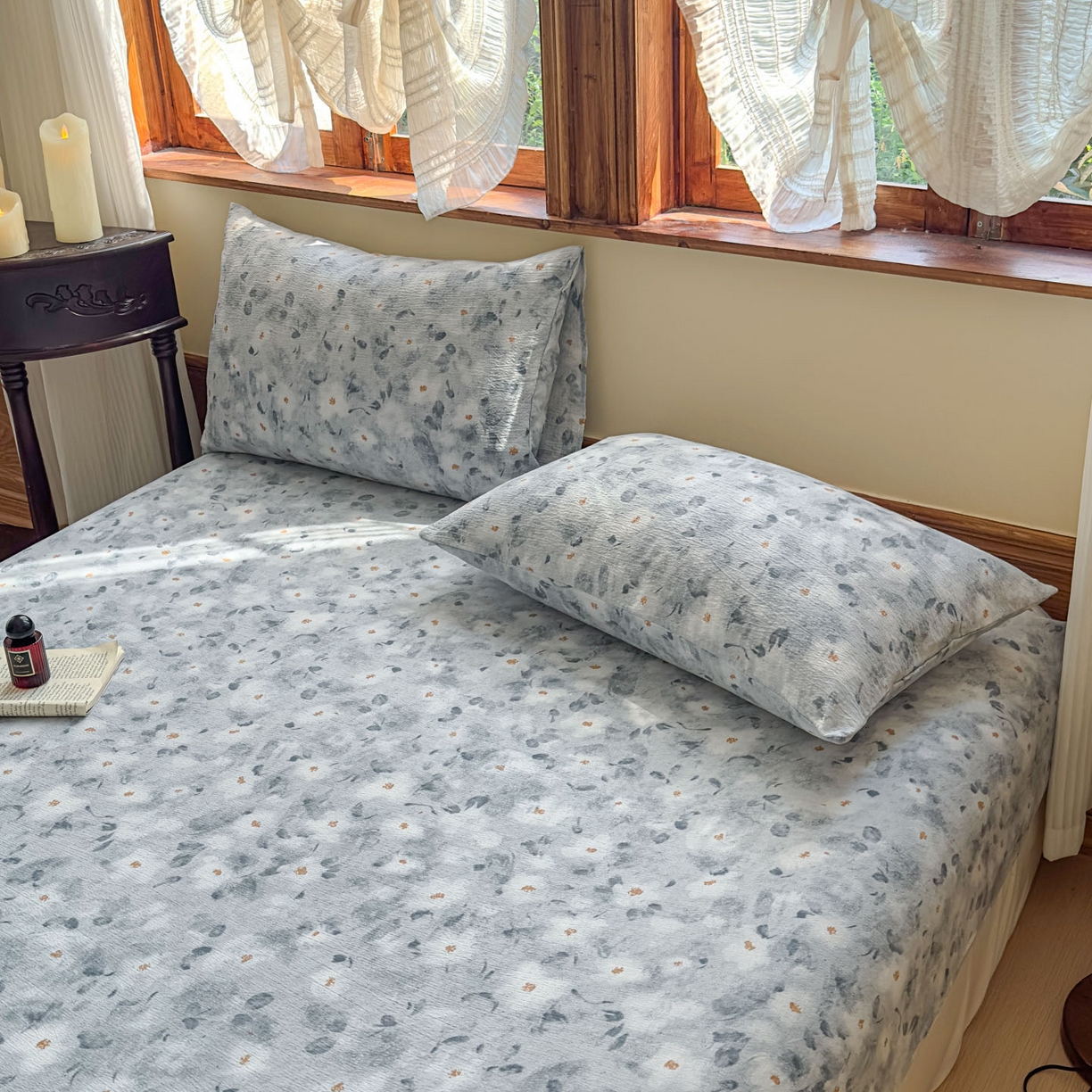 91家纺网 家纺一手货源 找家纺 温眠家纺 2025新款双层纱单件床笠床单 醉星漓