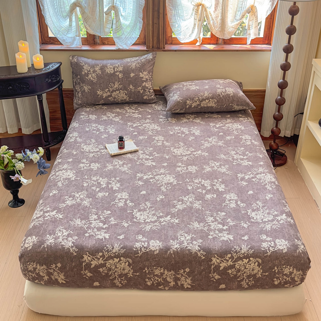 91家纺网 家纺一手货源 找家纺 温眠家纺 2025新款双层纱单件床笠床单 月华绣影