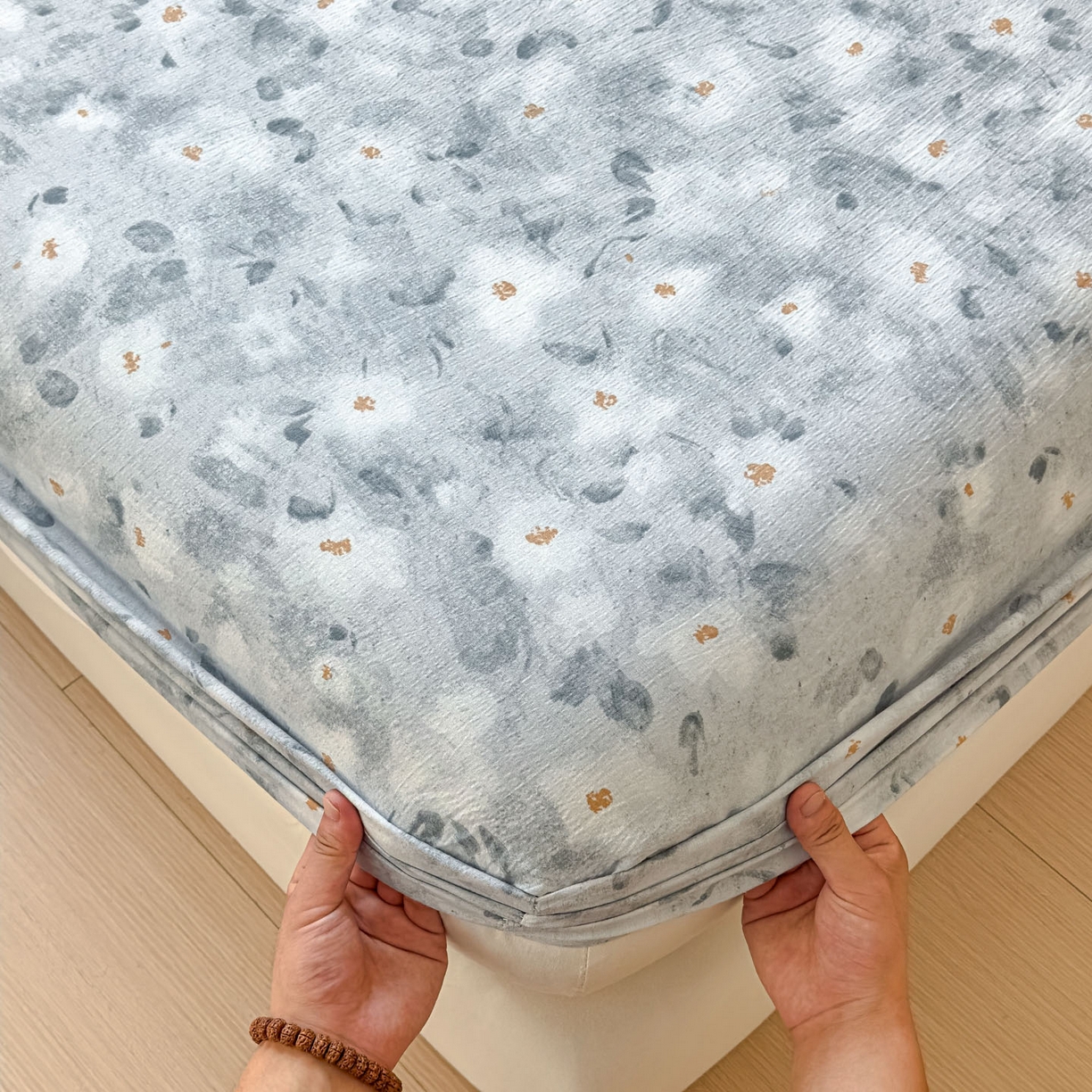 91家纺网 家纺一手货源 找家纺 温眠家纺 2025新款双层纱单件床笠床单 醉星漓