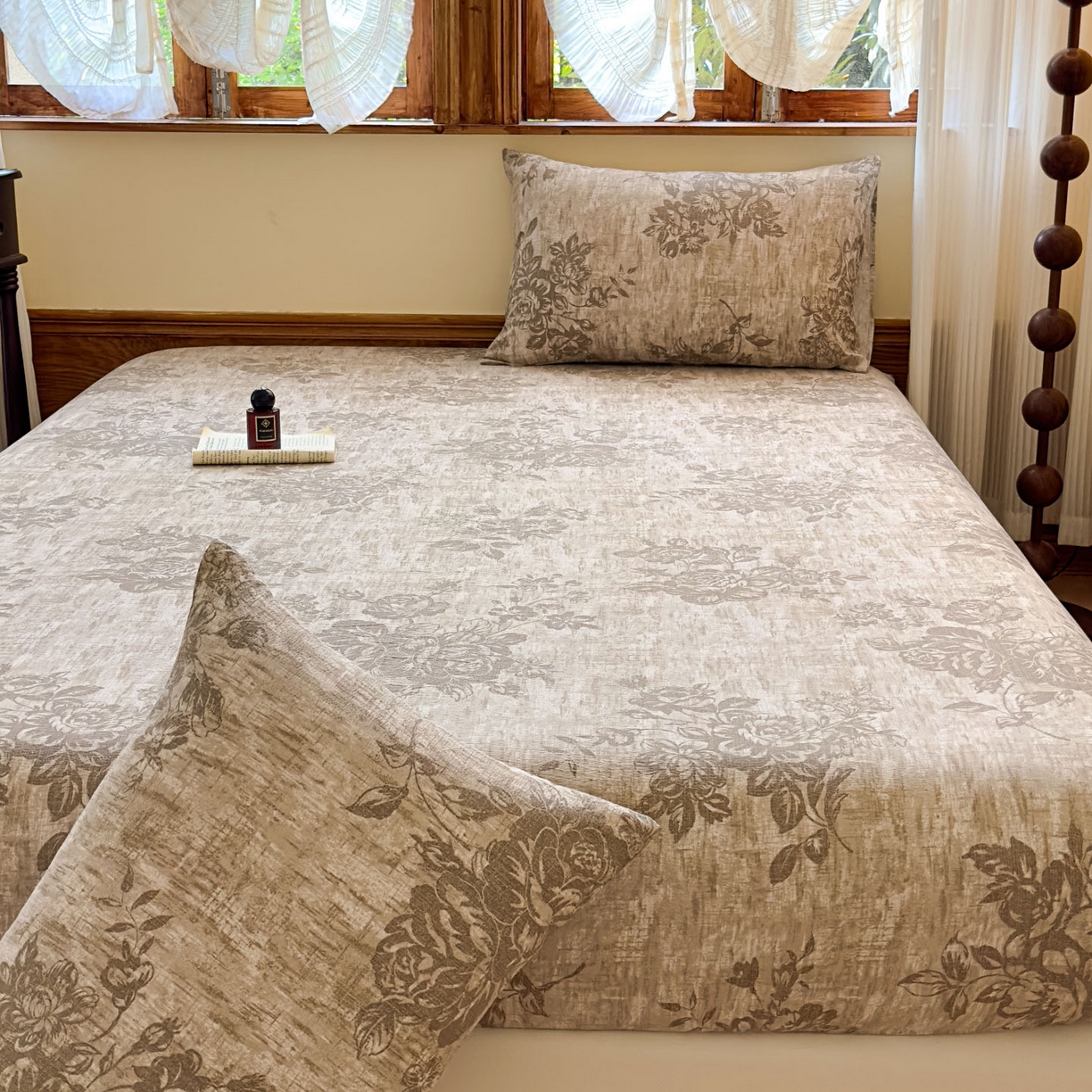 91家纺网 家纺一手货源 找家纺 温眠家纺 2025新款双层纱单件床笠床单 枯木生花