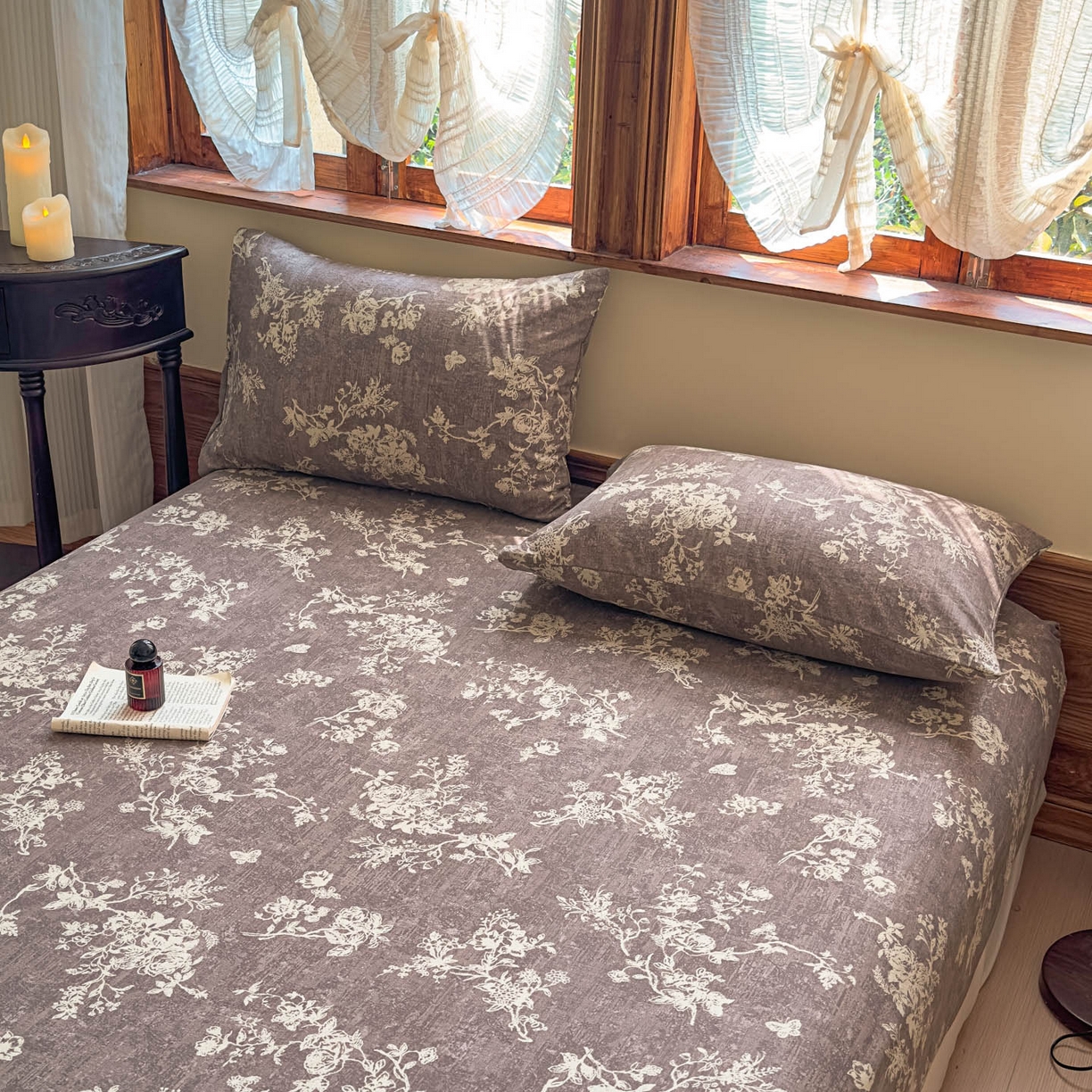 91家纺网 家纺一手货源 找家纺 温眠家纺 2025新款双层纱单件床笠床单 月华绣影