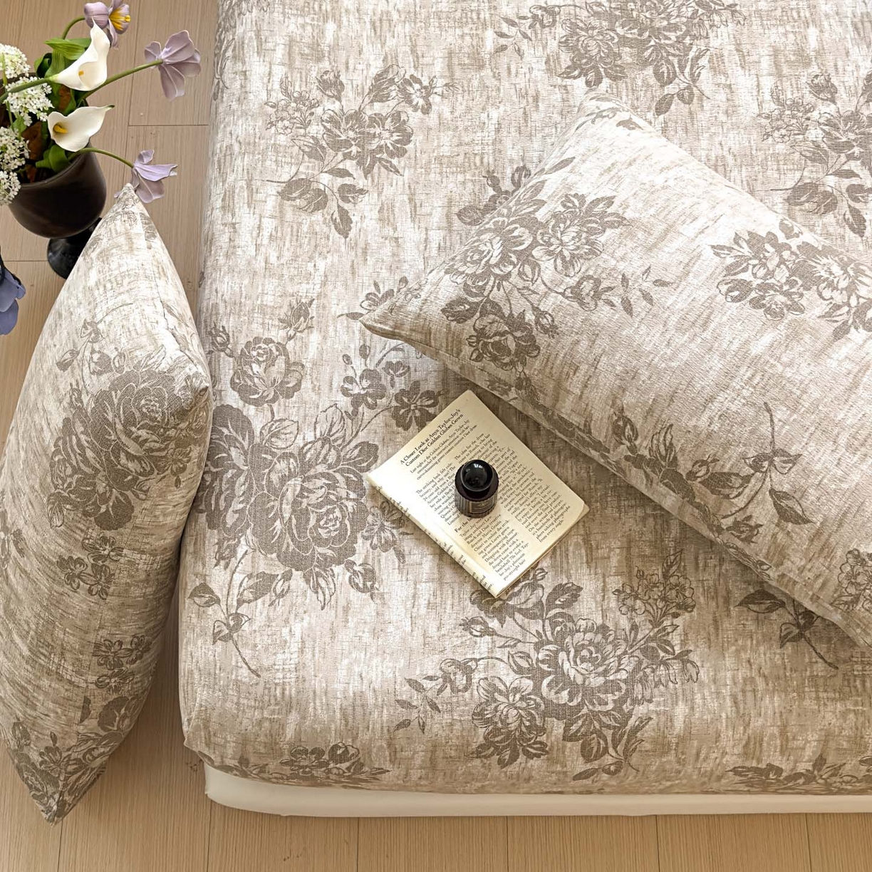 91家纺网 家纺一手货源 找家纺 温眠家纺 2025新款双层纱单件床笠床单 枯木生花