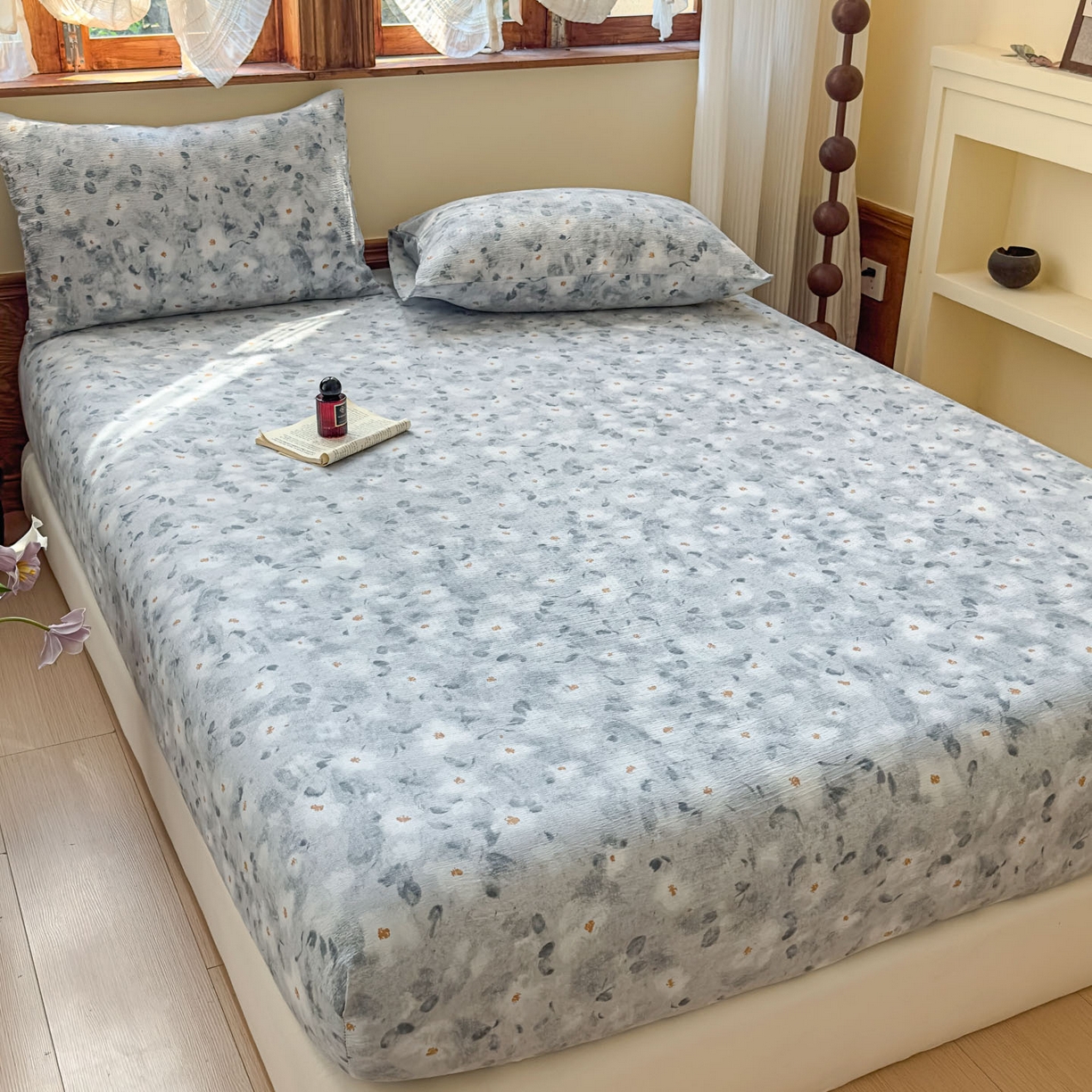 91家纺网 家纺一手货源 找家纺 温眠家纺 2025新款双层纱单件床笠床单 醉星漓