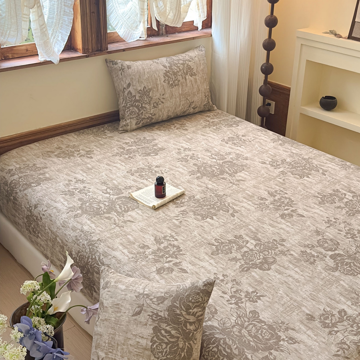 91家纺网 家纺一手货源 找家纺 温眠家纺 2025新款双层纱单件床笠床单 枯木生花