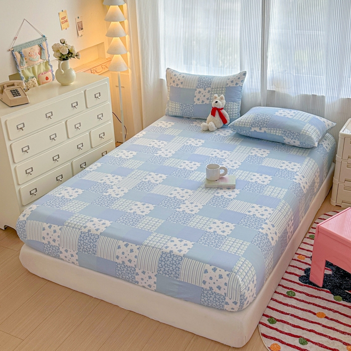 91家纺网 家纺一手货源 找家纺 温眠家纺 2025新款高克重云感双层纱床笠三件套学生床二件套床笠单品 双层纱床笠-半亩花田