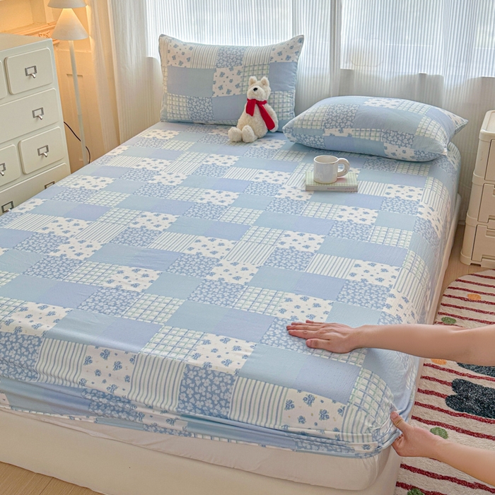 91家纺网 家纺一手货源 找家纺 温眠家纺 2025新款高克重云感双层纱床笠三件套学生床二件套床笠单品 双层纱床笠-半亩花田