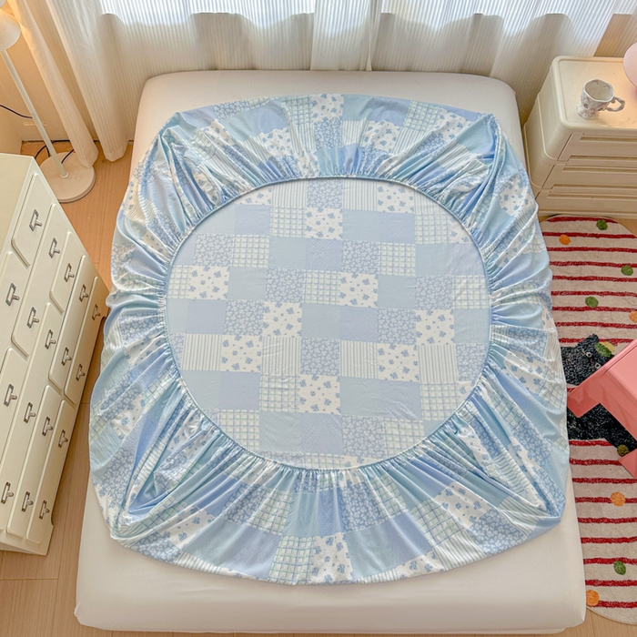 91家纺网 家纺一手货源 找家纺 温眠家纺 2025新款高克重云感双层纱床笠三件套学生床二件套床笠单品 双层纱床笠-半亩花田