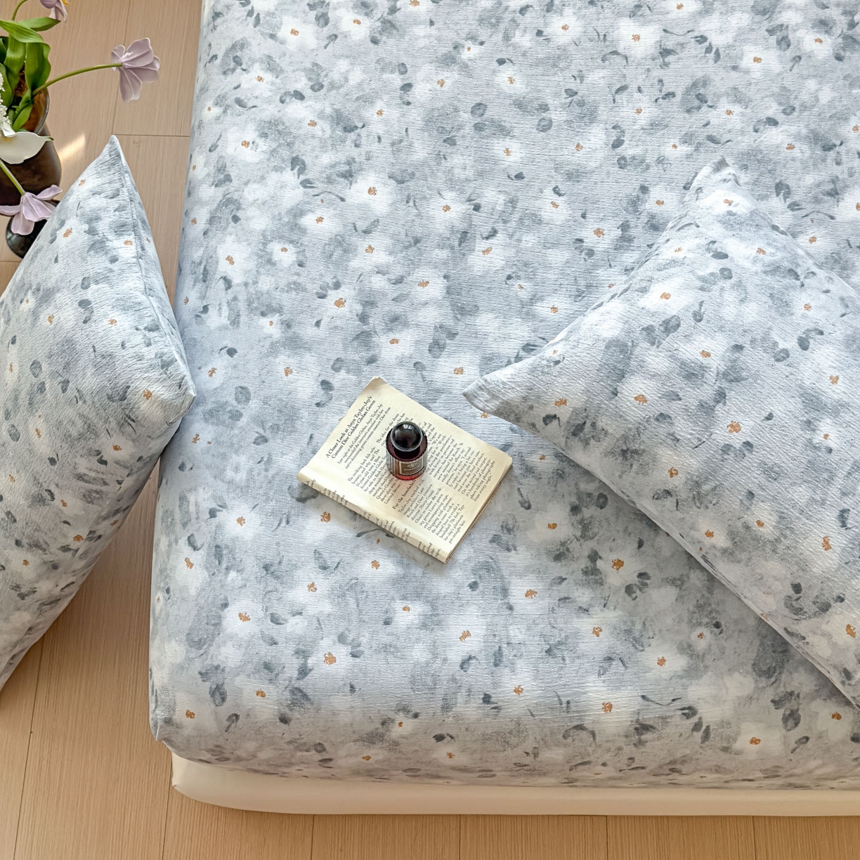 91家纺网 家纺一手货源 找家纺 温眠家纺 2025新款双层纱单件床笠床单 醉星漓