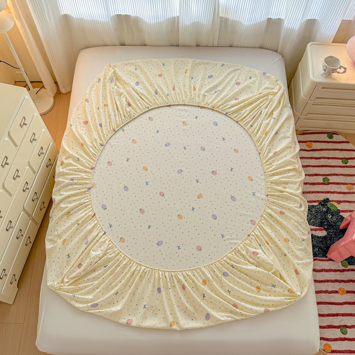 91家纺网 家纺一手货源 找家纺 温眠家纺 2025新款高克重云感双层纱床笠三件套学生床二件套床笠单品 双层纱床笠-草莓波点