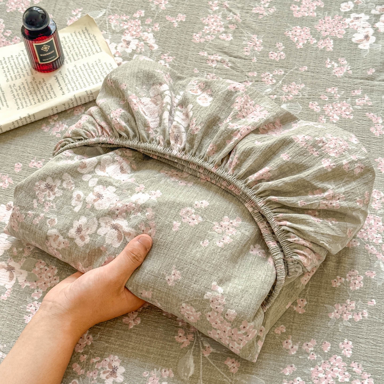 91家纺网 家纺一手货源 找家纺 温眠家纺 2025新款双层纱单件床笠床单 云卷抒