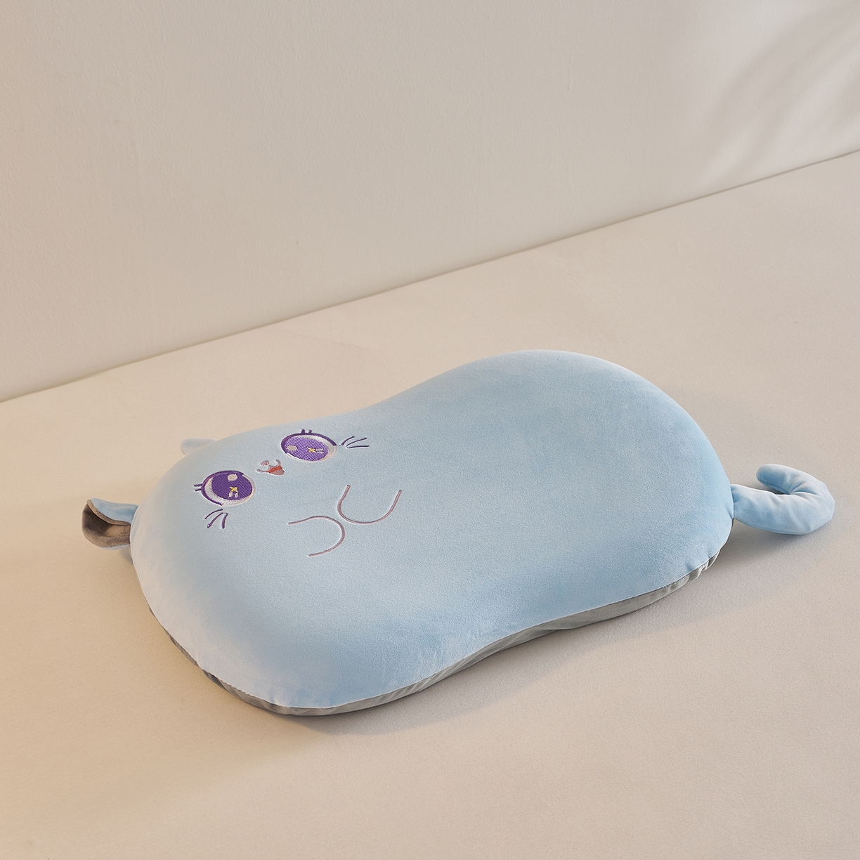 铺尚美家纺 2026可爱卡通儿童猫肚枕学生幼儿园卡通记忆棉枕头枕芯30*50cm 大眼喵喵记忆枕-蓝