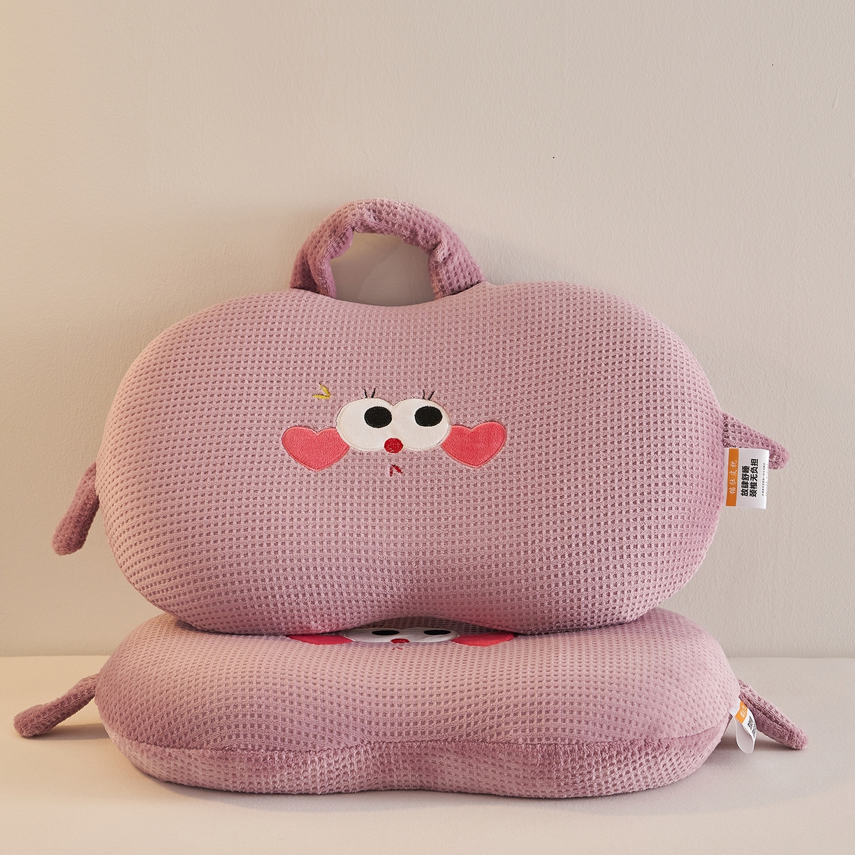 91家纺网 家纺一手货源 找家纺 铺尚美家纺 2026可爱卡通儿童猫肚枕学生幼儿园卡通记忆棉枕头枕芯30*50cm 手提兜兜记忆枕-紫