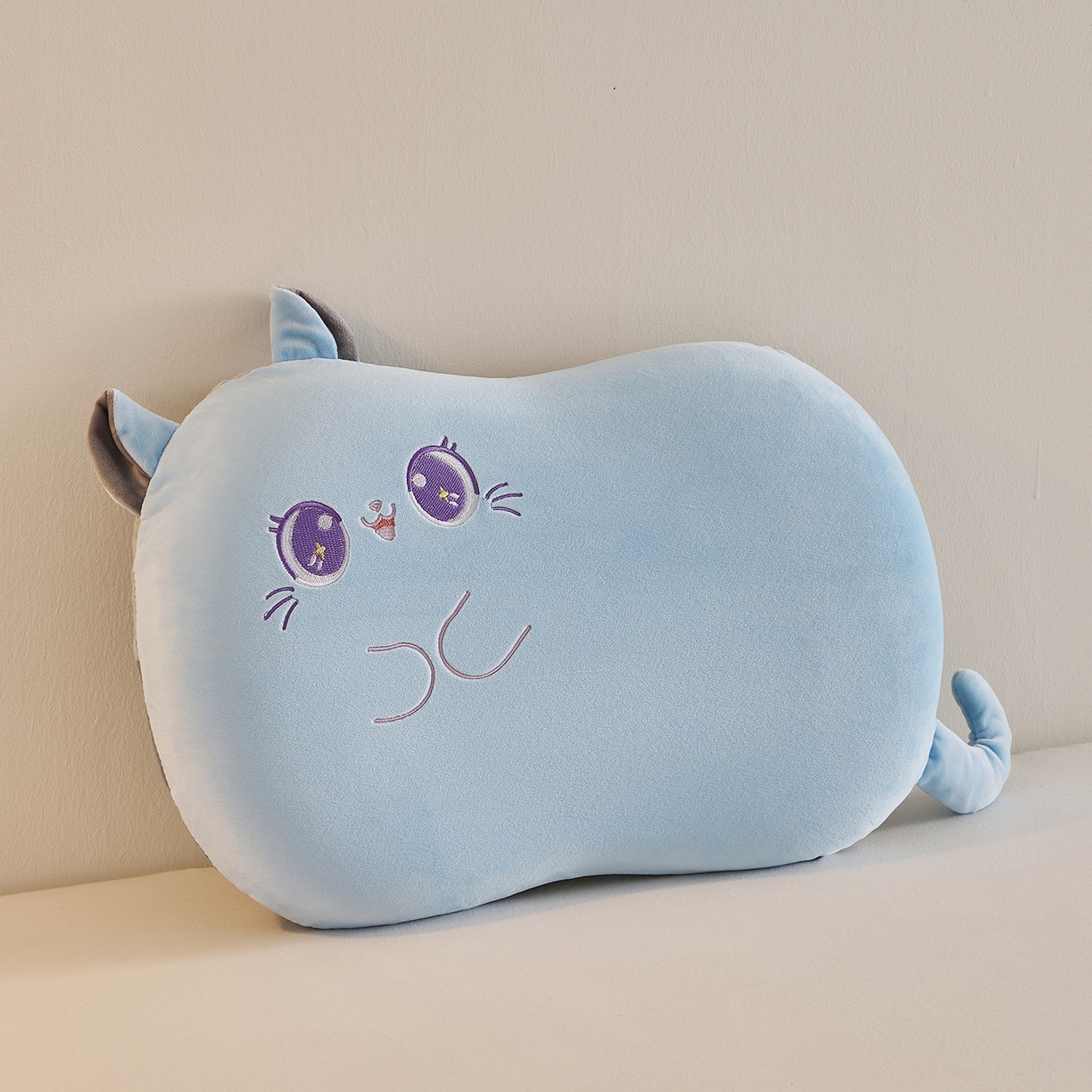 91家纺网 家纺一手货源 找家纺 铺尚美家纺 2026可爱卡通儿童猫肚枕学生幼儿园卡通记忆棉枕头枕芯30*50cm 大眼喵喵记忆枕-蓝