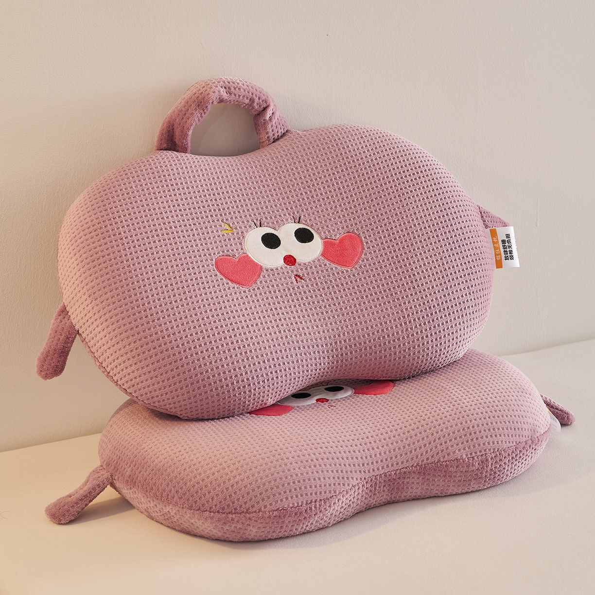 91家纺网 家纺一手货源 找家纺 铺尚美家纺 2026可爱卡通儿童猫肚枕学生幼儿园卡通记忆棉枕头枕芯30*50cm 手提兜兜记忆枕-紫