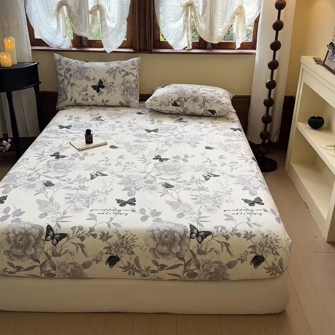 91家纺网 家纺一手货源 找家纺 （总）温眠家纺 2025新款双层纱单件床笠床单