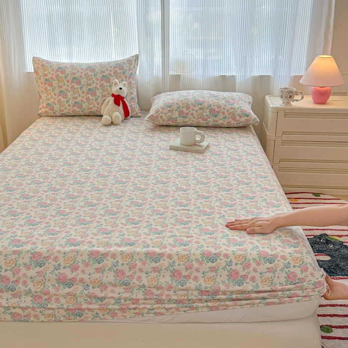 91家纺网 家纺一手货源 找家纺 温眠家纺 2025新款高克重云感双层纱床笠三件套学生床二件套床笠单品 双层纱床笠-花海