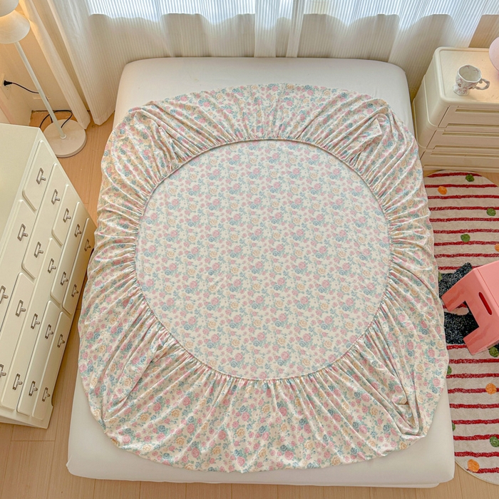 91家纺网 家纺一手货源 找家纺 温眠家纺 2025新款高克重云感双层纱床笠三件套学生床二件套床笠单品 双层纱床笠-花海