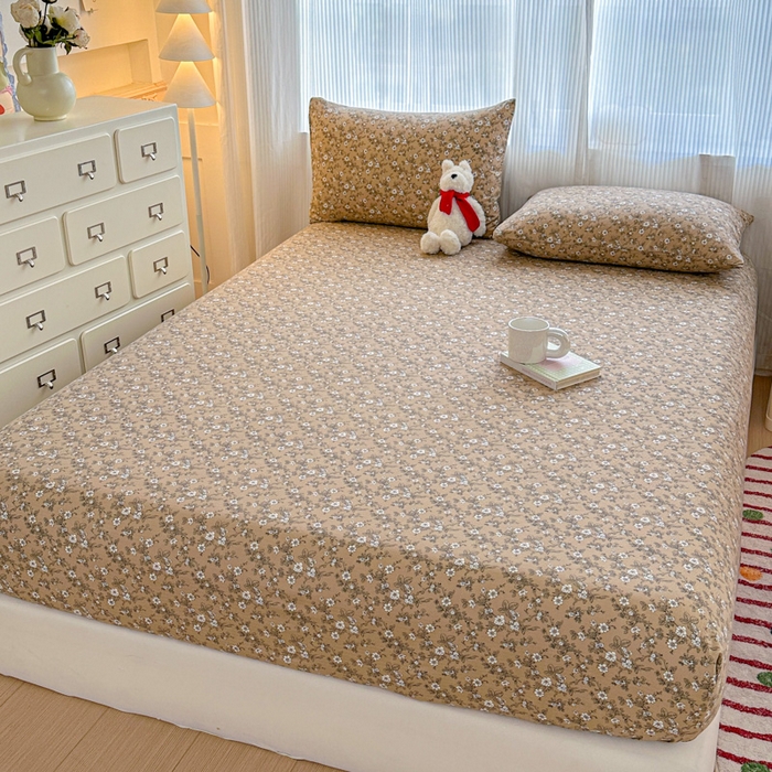 91家纺网 家纺一手货源 找家纺 温眠家纺 2025新款高克重云感双层纱床笠三件套学生床二件套床笠单品 双层纱床笠-卡布奇诺