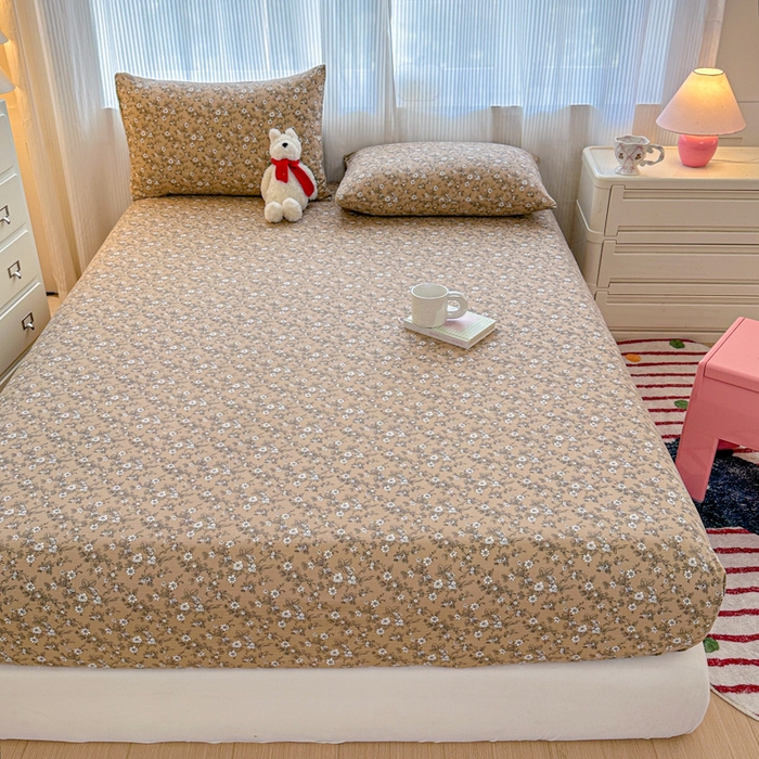 91家纺网 家纺一手货源 找家纺 温眠家纺 2025新款高克重云感双层纱床笠三件套学生床二件套床笠单品 双层纱床笠-卡布奇诺