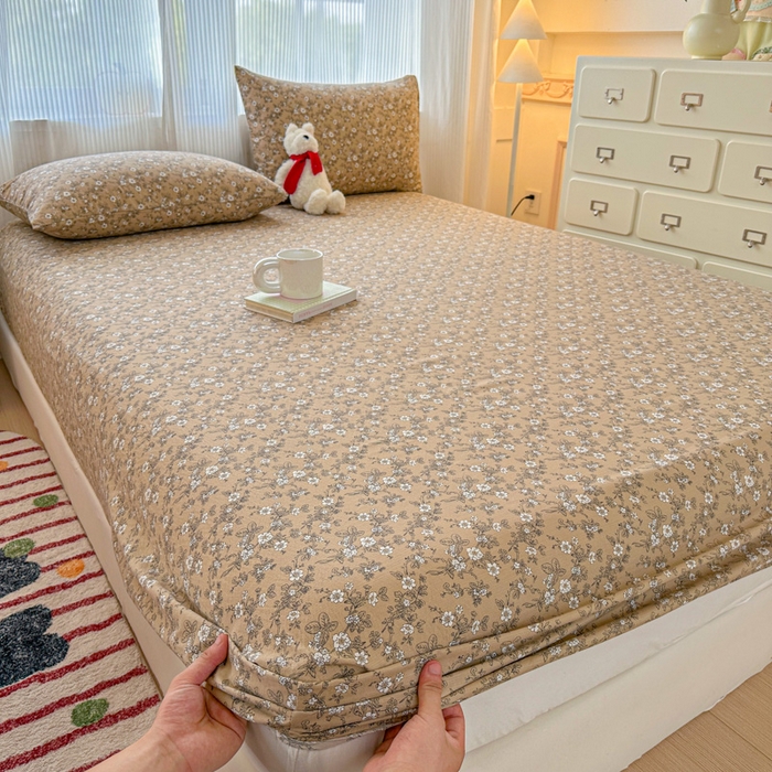 91家纺网 家纺一手货源 找家纺 温眠家纺 2025新款高克重云感双层纱床笠三件套学生床二件套床笠单品 双层纱床笠-卡布奇诺