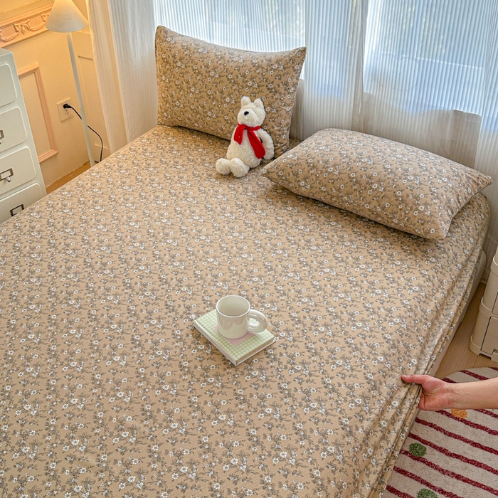 91家纺网 家纺一手货源 找家纺 温眠家纺 2025新款高克重云感双层纱床笠三件套学生床二件套床笠单品 双层纱床笠-卡布奇诺