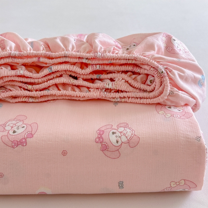 91家纺网 家纺一手货源 找家纺 温眠家纺 2025新款高克重云感双层纱床笠三件套学生床二件套床笠单品 双层纱床笠-美乐蒂