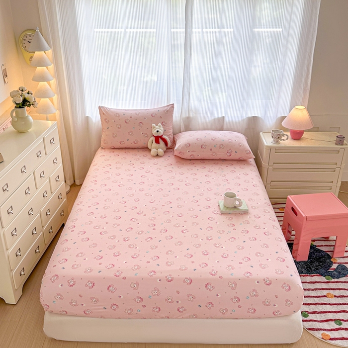 91家纺网 家纺一手货源 找家纺 温眠家纺 2025新款高克重云感双层纱床笠三件套学生床二件套床笠单品 双层纱床笠-美乐蒂