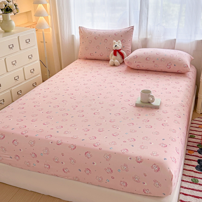 91家纺网 家纺一手货源 找家纺 温眠家纺 2025新款高克重云感双层纱床笠三件套学生床二件套床笠单品 双层纱床笠-美乐蒂