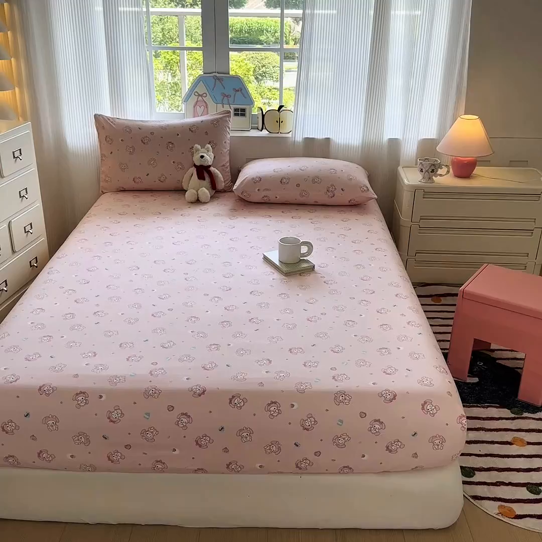 91家纺网 家纺一手货源 找家纺 温眠家纺 2025新款高克重云感双层纱床笠三件套学生床二件套床笠单品 双层纱床笠-美乐蒂