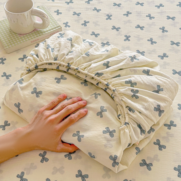 温眠家纺 2025新款高克重云感双层纱床笠三件套学生床二件套床笠单品 双层纱床笠-相思