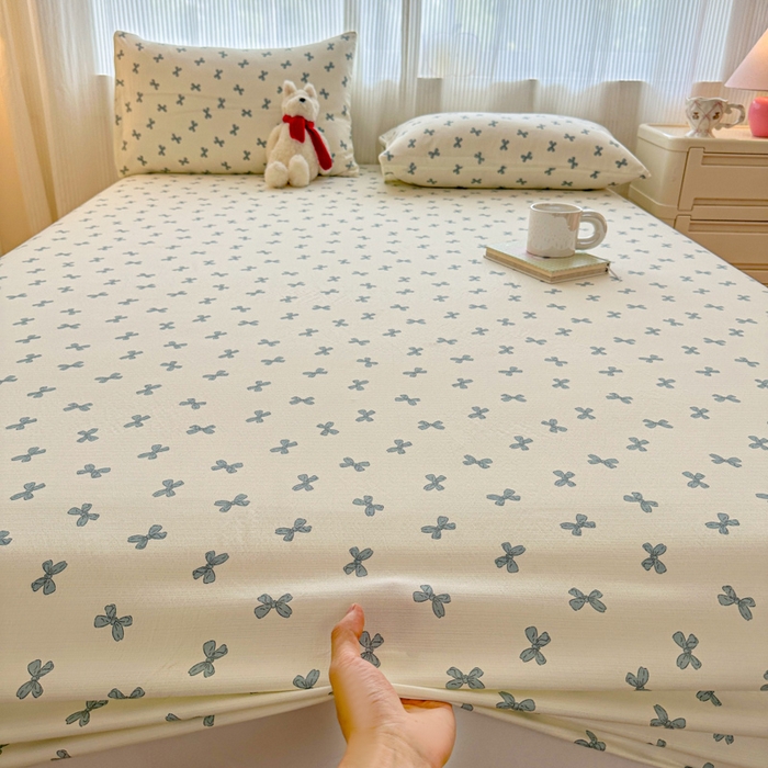 91家纺网 家纺一手货源 找家纺 温眠家纺 2025新款高克重云感双层纱床笠三件套学生床二件套床笠单品 双层纱床笠-相思