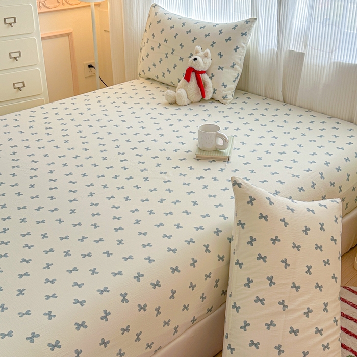 91家纺网 家纺一手货源 找家纺 温眠家纺 2025新款高克重云感双层纱床笠三件套学生床二件套床笠单品 双层纱床笠-相思