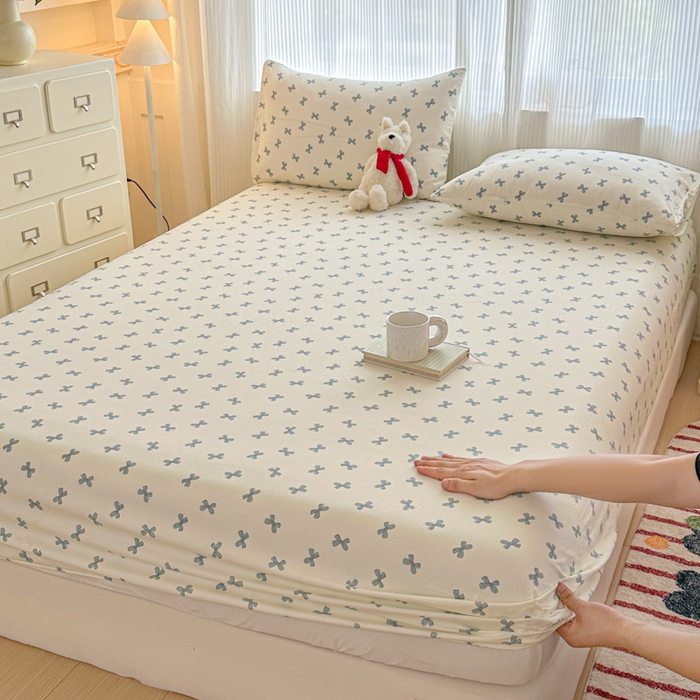 91家纺网 家纺一手货源 找家纺 温眠家纺 2025新款高克重云感双层纱床笠三件套学生床二件套床笠单品 双层纱床笠-相思