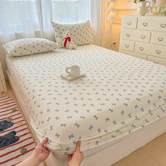 91家纺网 家纺一手货源 找家纺 温眠家纺 2025新款高克重云感双层纱床笠三件套学生床二件套床笠单品 双层纱床笠-相思