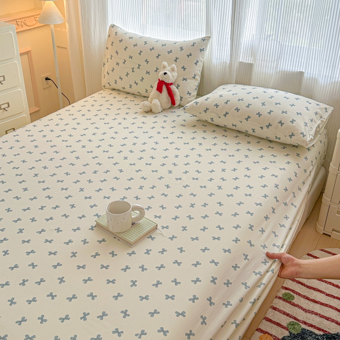 91家纺网 家纺一手货源 找家纺 温眠家纺 2025新款高克重云感双层纱床笠三件套学生床二件套床笠单品 双层纱床笠-相思