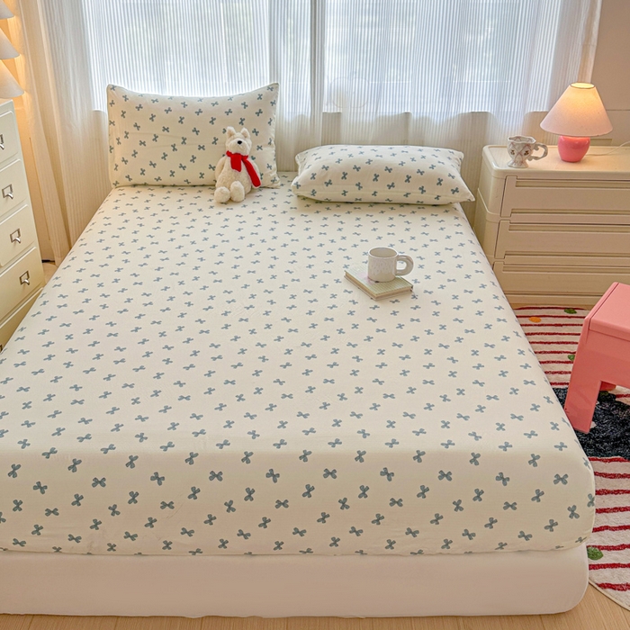 91家纺网 家纺一手货源 找家纺 温眠家纺 2025新款高克重云感双层纱床笠三件套学生床二件套床笠单品 双层纱床笠-相思