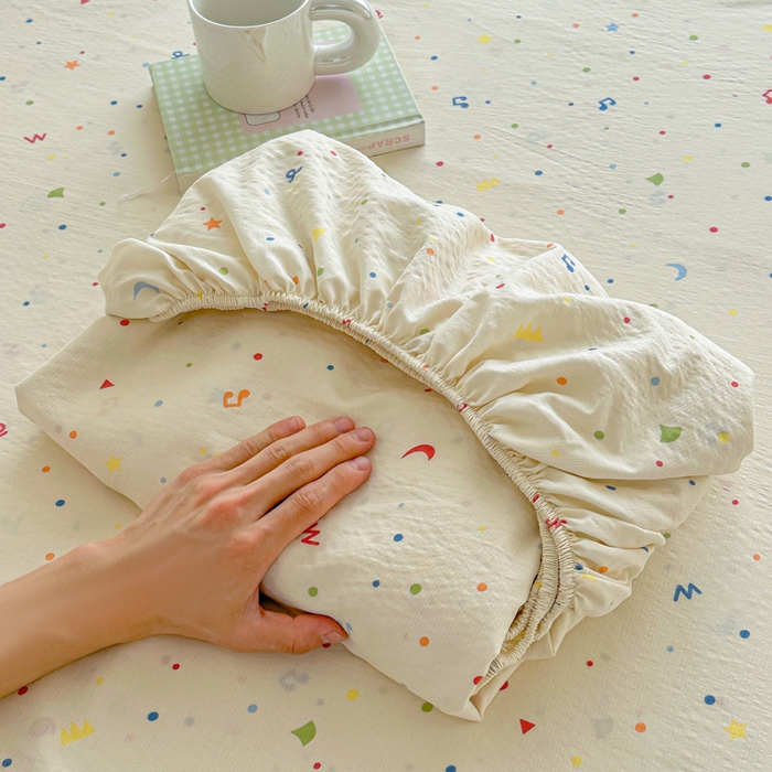 温眠家纺 2025新款高克重云感双层纱床笠三件套学生床二件套床笠单品 双层纱床笠-芝士碎