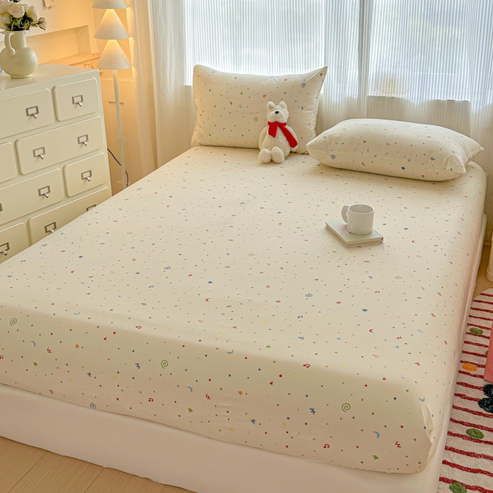 91家纺网 家纺一手货源 找家纺 温眠家纺 2025新款高克重云感双层纱床笠三件套学生床二件套床笠单品 双层纱床笠-芝士碎