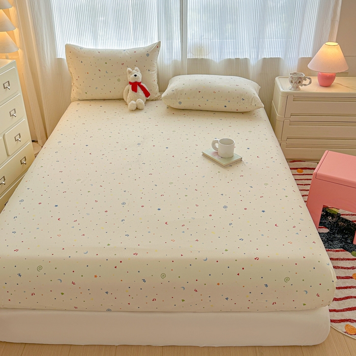 91家纺网 家纺一手货源 找家纺 温眠家纺 2025新款高克重云感双层纱床笠三件套学生床二件套床笠单品 双层纱床笠-芝士碎