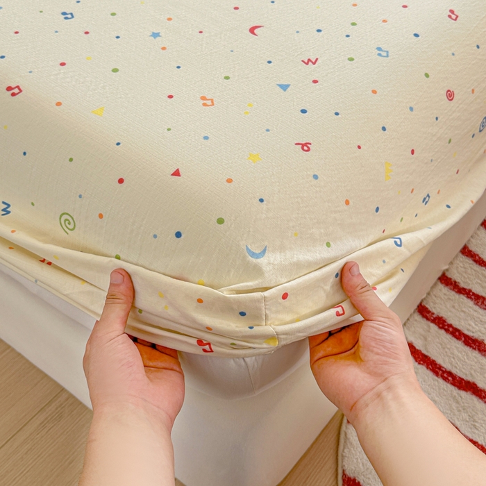 91家纺网 家纺一手货源 找家纺 温眠家纺 2025新款高克重云感双层纱床笠三件套学生床二件套床笠单品 双层纱床笠-芝士碎