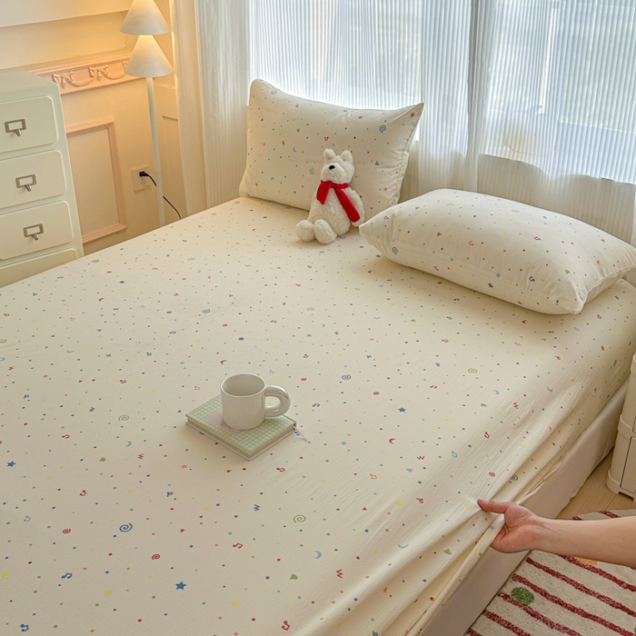 91家纺网 家纺一手货源 找家纺 温眠家纺 2025新款高克重云感双层纱床笠三件套学生床二件套床笠单品 双层纱床笠-芝士碎