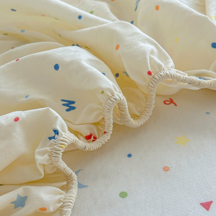 91家纺网 家纺一手货源 找家纺 温眠家纺 2025新款高克重云感双层纱床笠三件套学生床二件套床笠单品 双层纱床笠-芝士碎