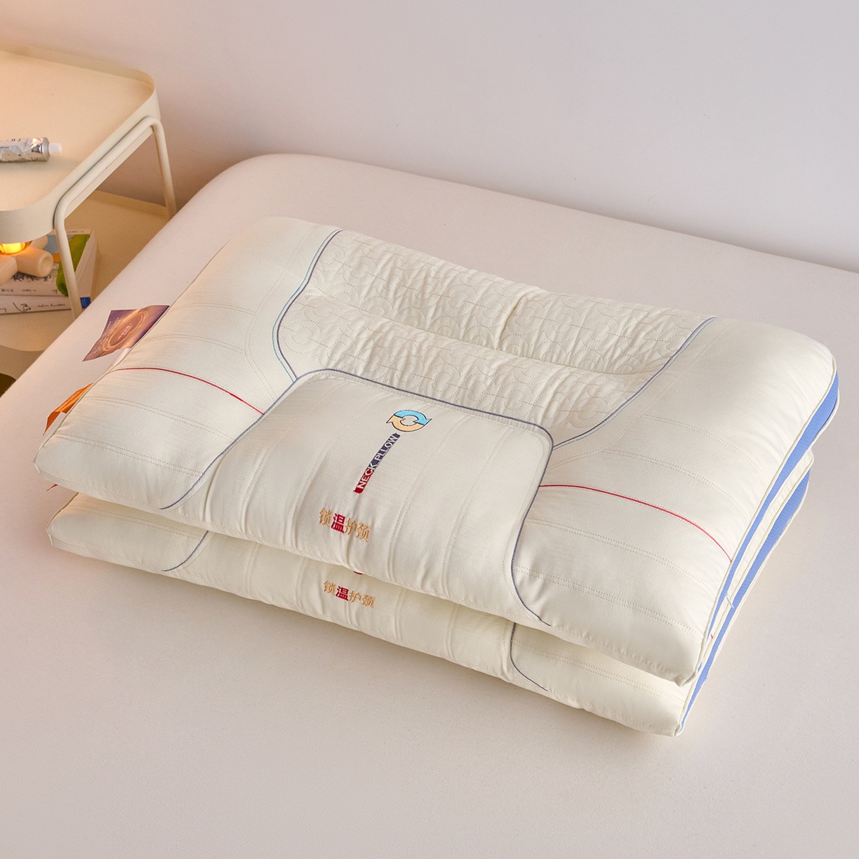 91家纺网 家纺一手货源 找家纺 鼎晟纺 2026新款锁温护颈枕学生枕头成人枕芯 锁温护颈-高枕-一对装
