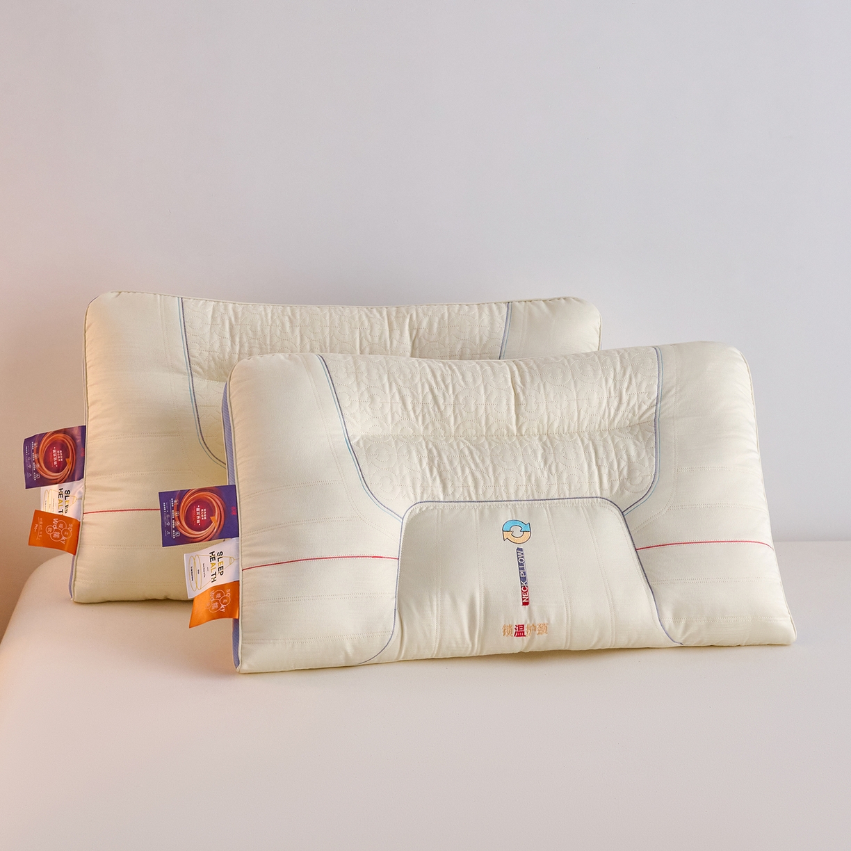91家纺网 家纺一手货源 找家纺 鼎晟纺 2026新款锁温护颈枕学生枕头成人枕芯 锁温护颈-低枕-一对装