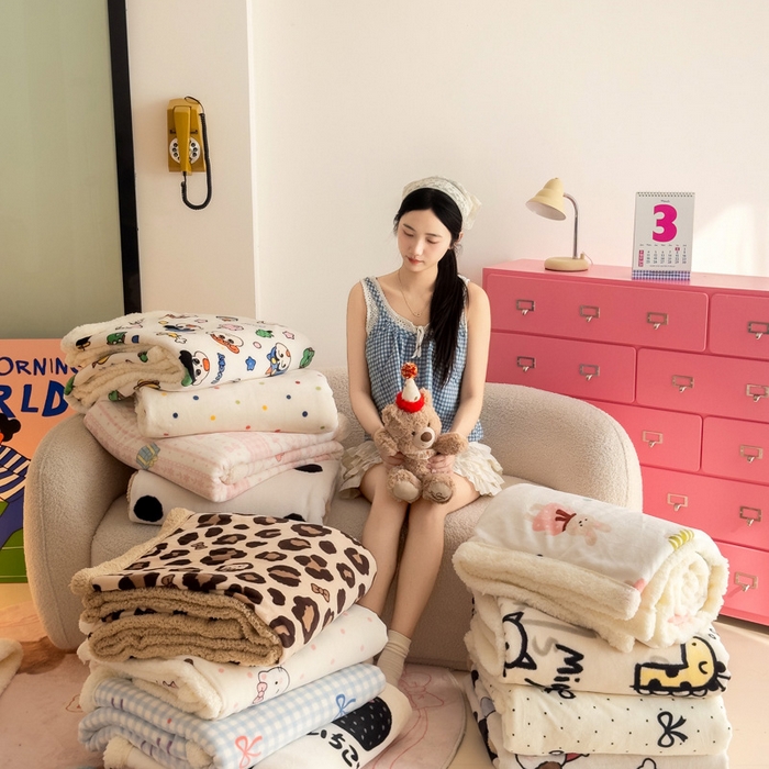 91家纺网 家纺一手货源 找家纺 （总）温眠家纺 2025新款ins羊羔绒牛奶绒可被套休闲毯单被套-毯子图