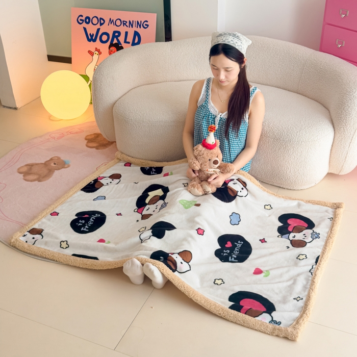 91家纺网 家纺一手货源 找家纺 （总）温眠家纺 2025新款ins羊羔绒牛奶绒可被套休闲毯单被套-毯子图